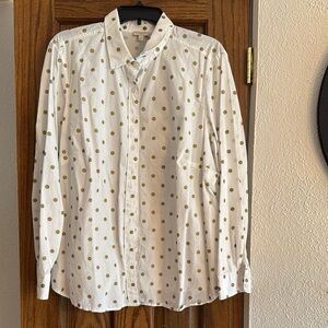 White and Gold Polka Dot women’s top